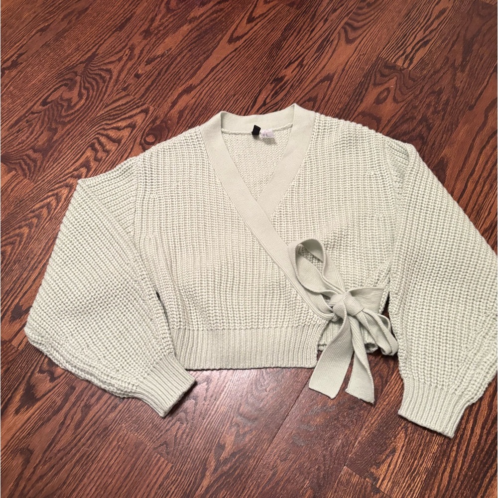 H&M Pastel Green Wrap Cardigan Sweater